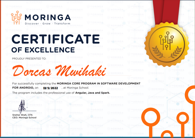 Moringa Certificate